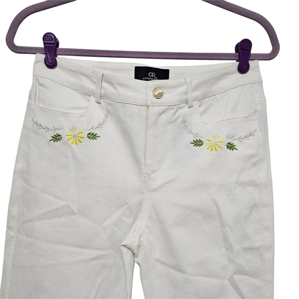 Cynthia Rowley White Floral Embroidered Jeans NWT